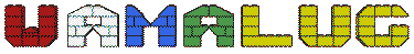 WAMALUG Logo for 2000: letters built from bricks.