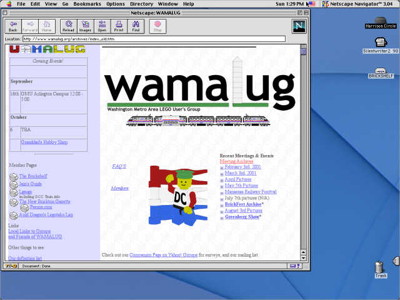Site design as of August 23, 2001.