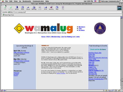 Site design as of April 19, 2003.