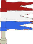 Red White and Blue, 3 pennants on antenna.